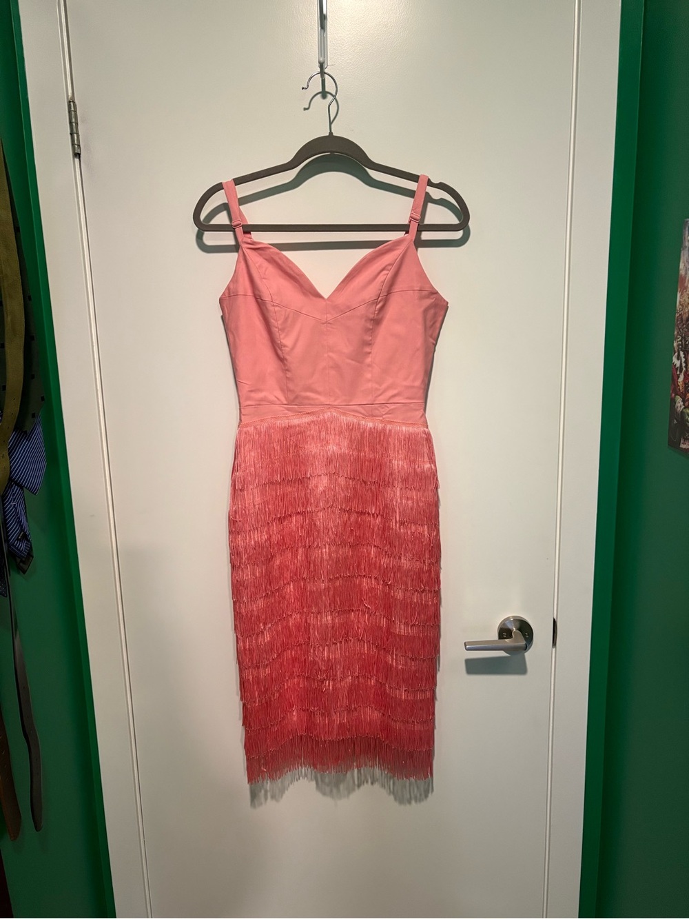 Elle Rebel Pink Fringe Midi Dress